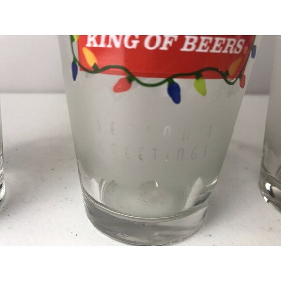 Set Of 6 Budweiser Seasons Greetings Bud King Of Beers & Bud Light Glasses - Picture 7 of 7
